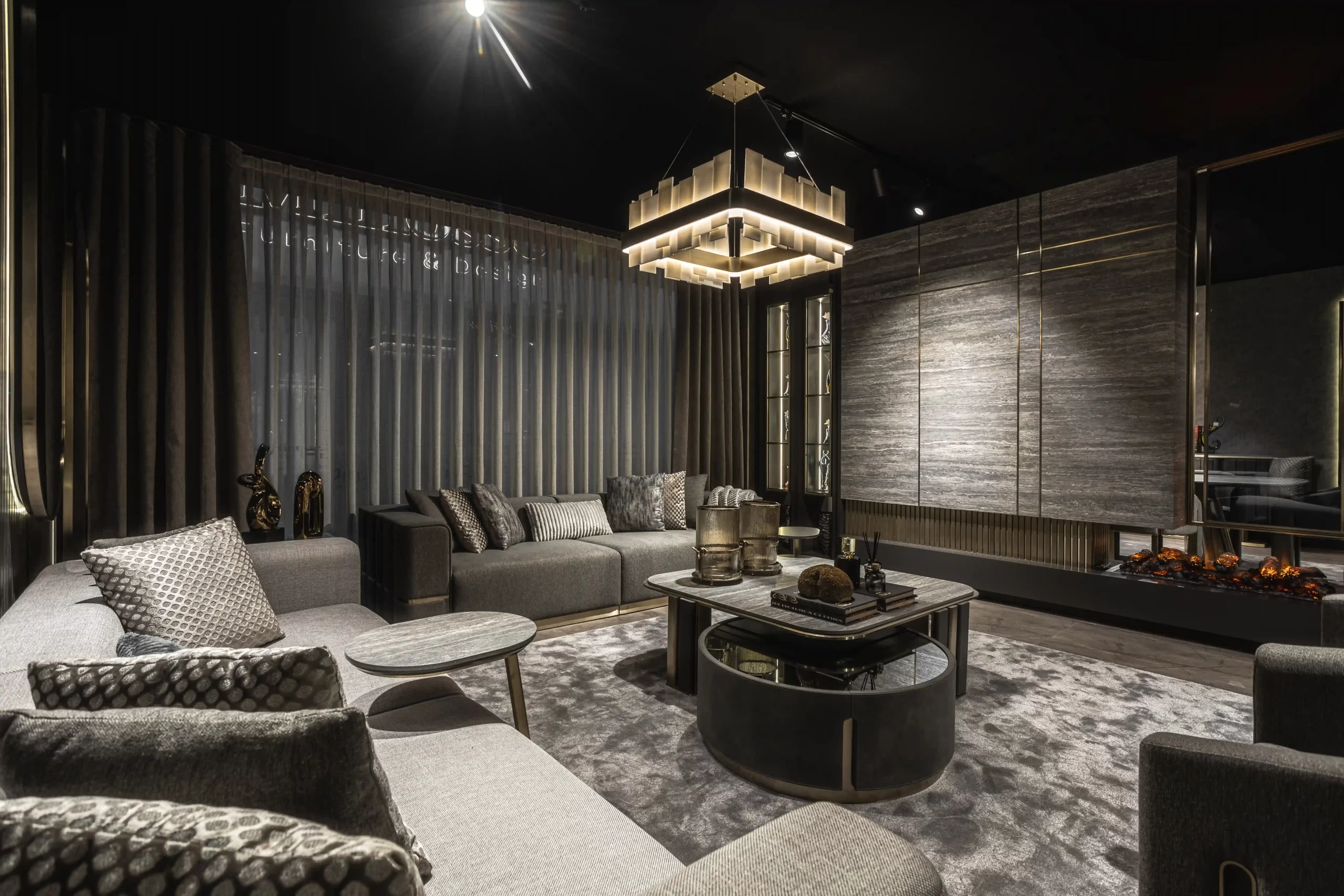 Lüks oturma grubu kumaş ve malzeme detayları